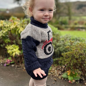 Child&#39;s 100% Aran Wool Tractor Jumper