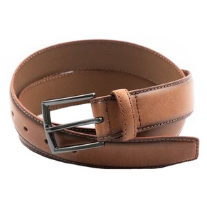 Men's Luxury Leather 35mm 1.25 Premium Belt Thick Hand Cut Embroidered in the UK Ibex Leather Charles Smith Men Tan Brown image 2