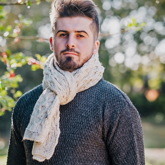 Men s Womens 100 Wool Knitted Aran Knit Scarf Scarves Fair Trade Supreme Warmth Thick Winter Warmer Cold Weather Red Blue Natural Etsy