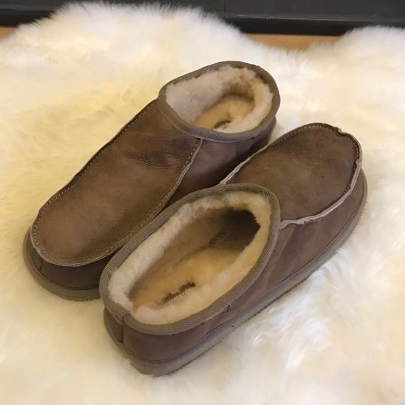 Mens Genuine Sheepskin Mule Slip On Slippers with Raised Back | Etsy