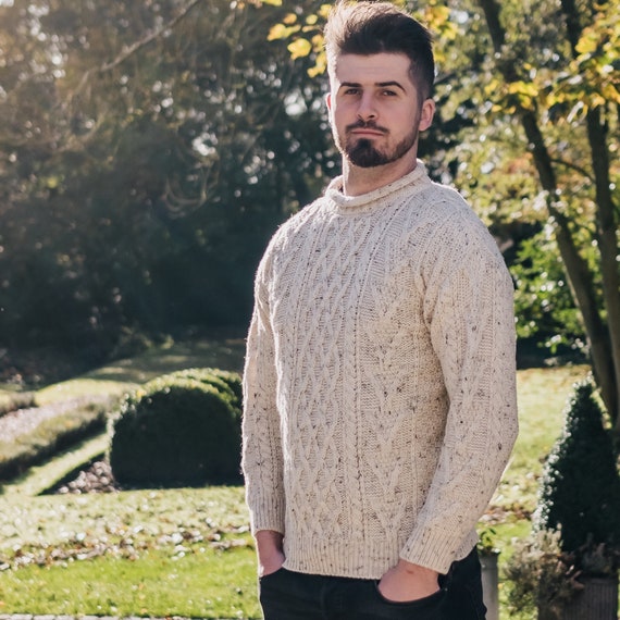 Mens fine knit top roll neck jumper