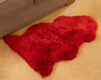 Raspberry Sheepskin Rug, 100% Natural New Zealand Pelt (90cm x 65cm)