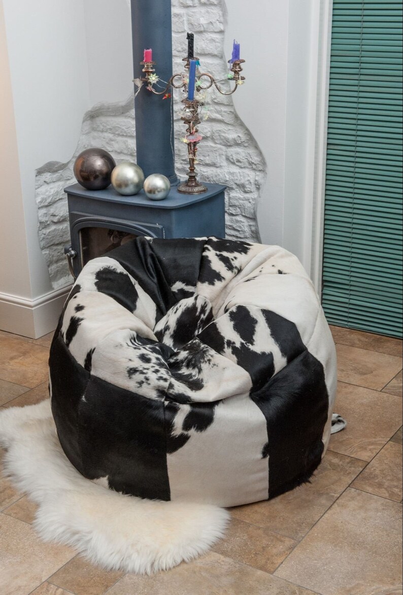 UK Made Extra Large Luxury Genuine Cowhide Beanbag Pouffe Home Etsy
