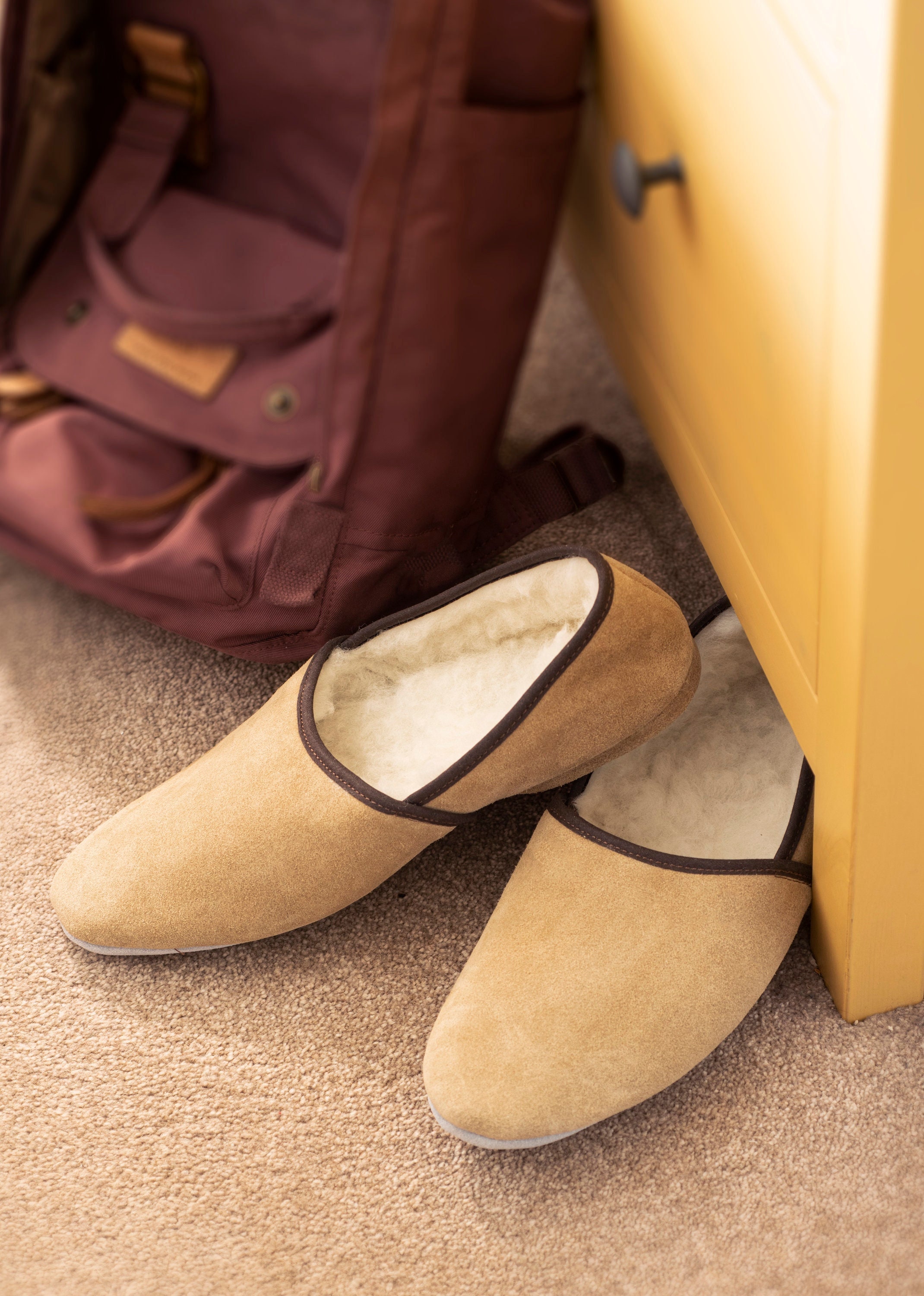 Wool lined mens slippers sales