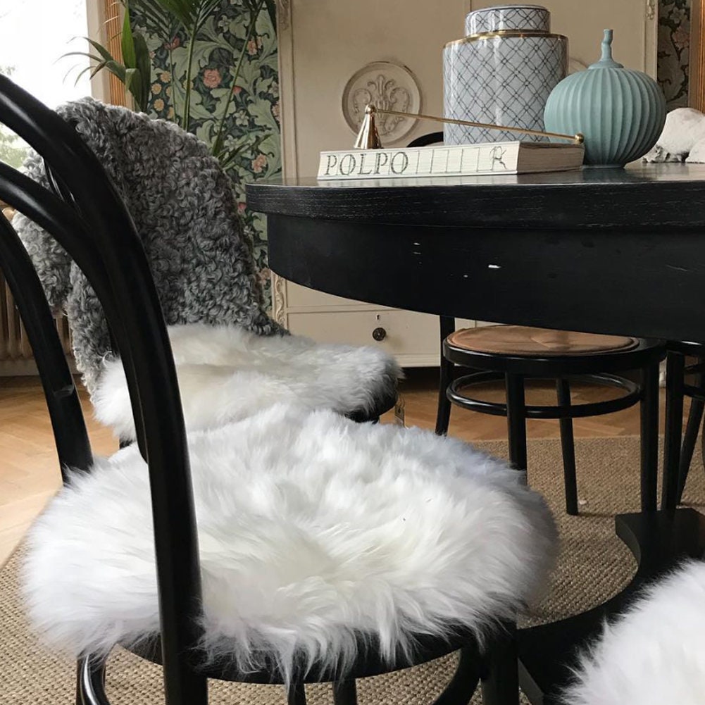White fluffy circle deals chair