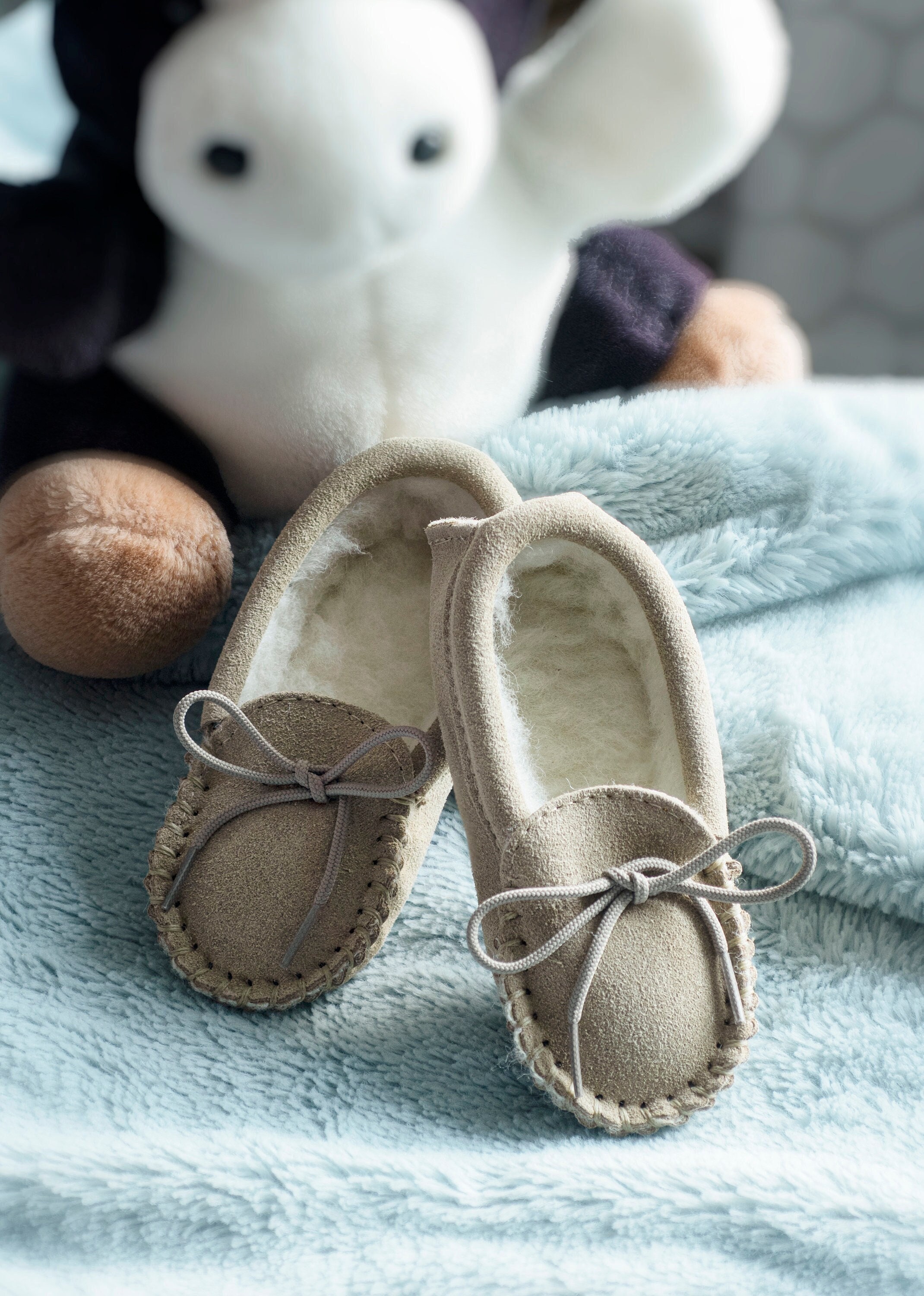 temperatur lov samtidig Childrens Sheepskin Moccasin Slippers Soft Suede Leather Sole - Etsy