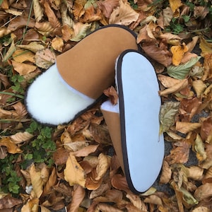 Womens Sheepskin Slip On Slippers Soft Suede Leather Sole with Sheep Shearling Lining Ladies Lambland UK Made Handcrafted Slides