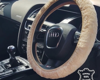 Luxury Sheepskin Steering Wheel Cover: Elasticated Shearling Car Accessory