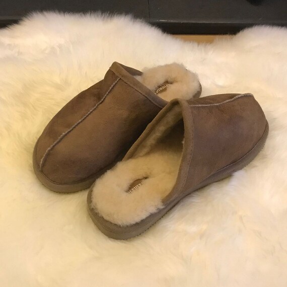 men's genuine shearling slippers