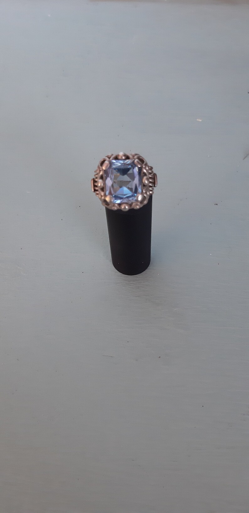 probably aquamarine Sterling silver ring with light blue stone
