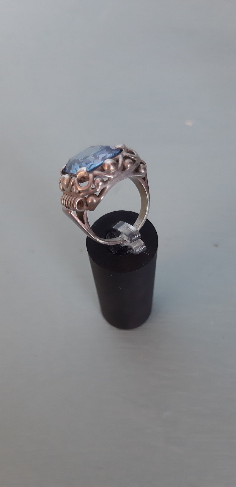 probably aquamarine Sterling silver ring with light blue stone