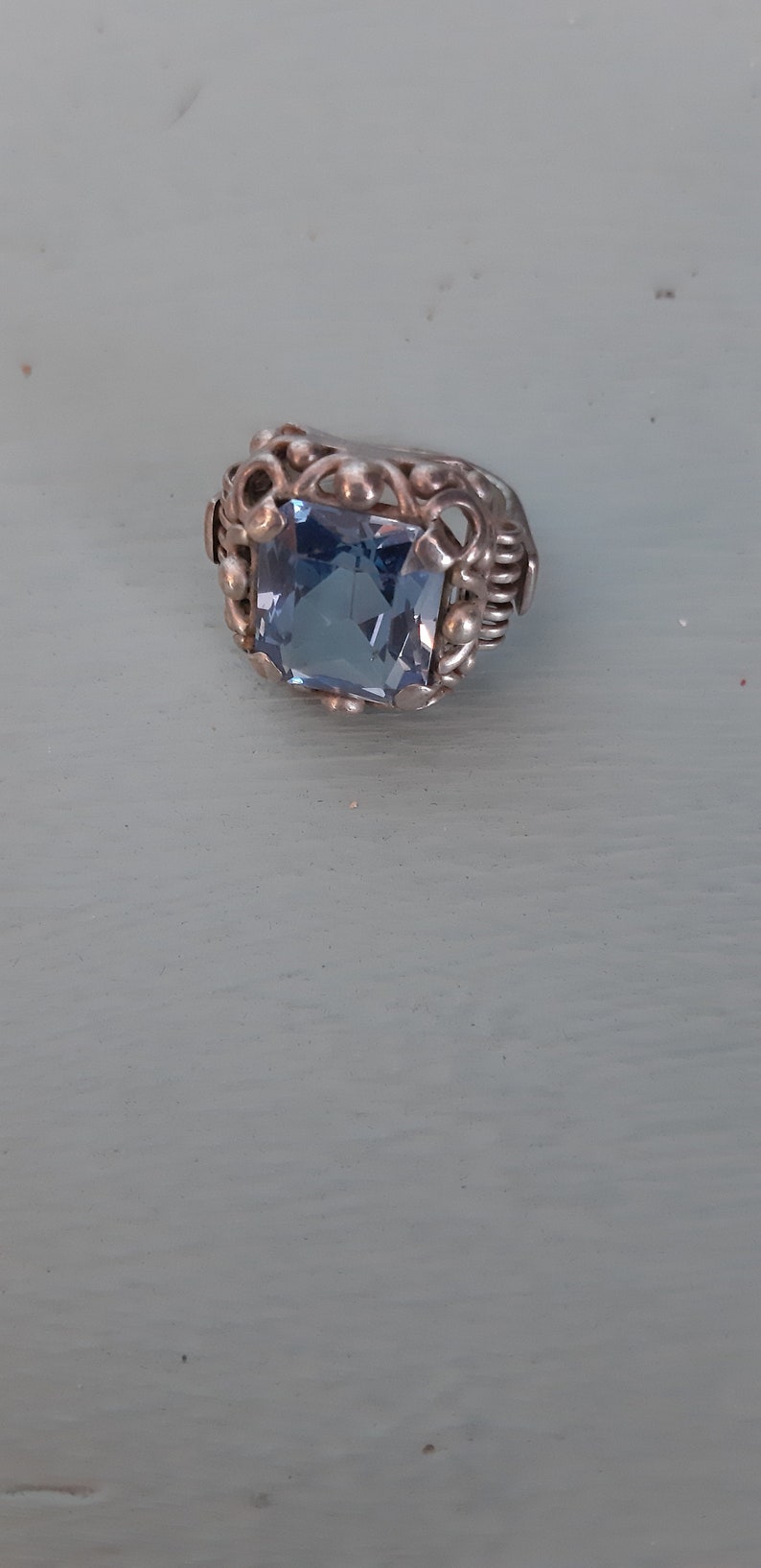 probably aquamarine Sterling silver ring with light blue stone