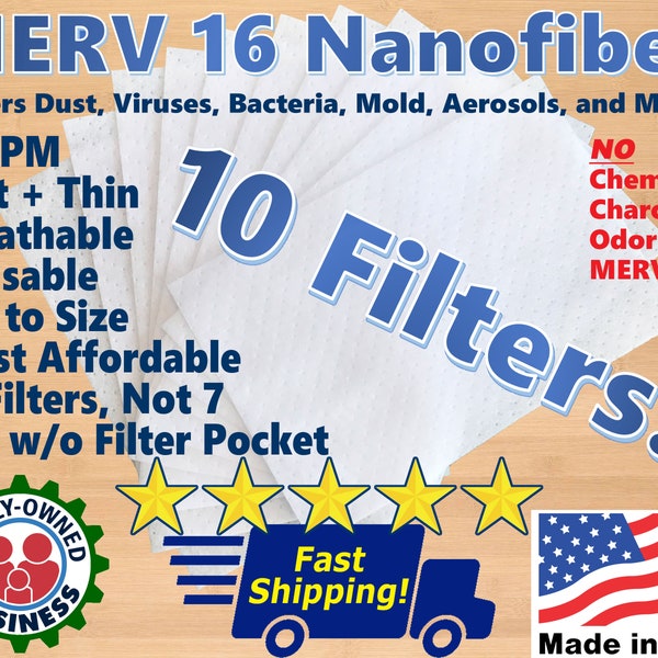 Reusable Face Mask Filter MERV 16 PM 2.5 USA Made Nanofiber - Perfect for Travel - Upgrade Your Mask Against the Latest Variant