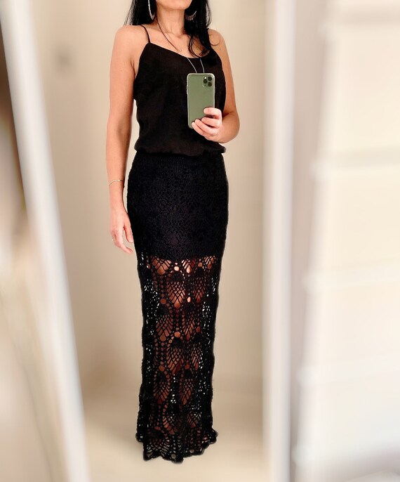 Boracay Crochet Maxi Skirt Size UK M L Handmade Long Skirt Crochet