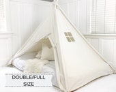 Play Tent Canopy Bed in Natural Canvas WITH Doors - Double Full