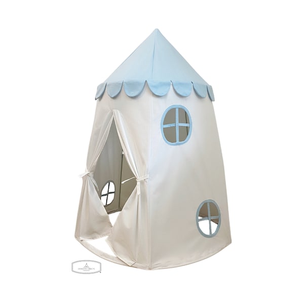 Tower Tent - Powder Blue and White Soft Cotton Canvas with Storage Bags