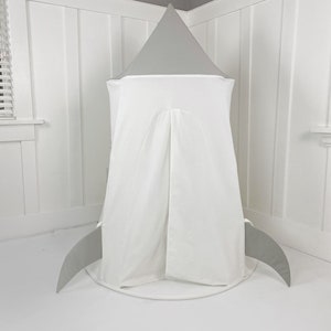 Spaceship Play Tent Gray and White Soft Cotton Canvas with Storage Bags image 4