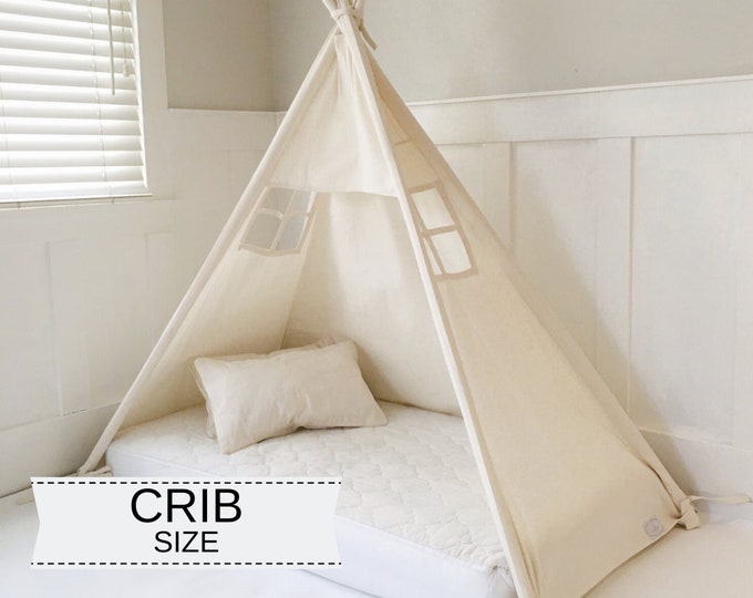 Play Tent Canopy Bed in Natural Canvas Crib Etsy