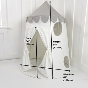 Tower Tent Gray and White Soft Cotton Canvas with Storage Bags image 10