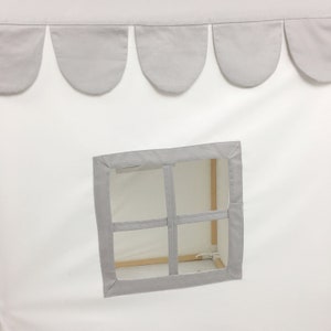 The 'Sweet Dreams' Play House Bed Canopy Twin Size Gray and White Cotton Canvas Twin Bed Tent image 5