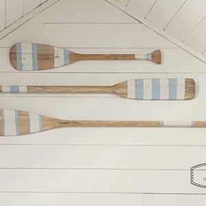 Painted Paddle Decorative Oar Coastal Beach House Wall Art Vintage Inspired Coastal Blue Lake House Decor image 2