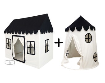 Black Playhouse + Tower Tent Bundle