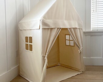 Pink White Cotton Canvas Bed Canopy: Twin Bed Playhouse UK