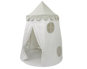 Tower Tent - Greige and White Soft Cotton Canvas with Storage Bags