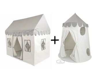 Gray Playhouse + Tower Tent Bundle