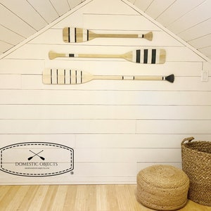 Hand Painted Paddle | Decorative Oar | Coastal Beach House Wall Art | Vintage Inspired | Navy & White | Lake House