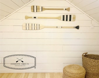 Hand Painted Paddle | Decorative Oar | Coastal Beach House Wall Art | Vintage Inspired | Navy & White | Lake House