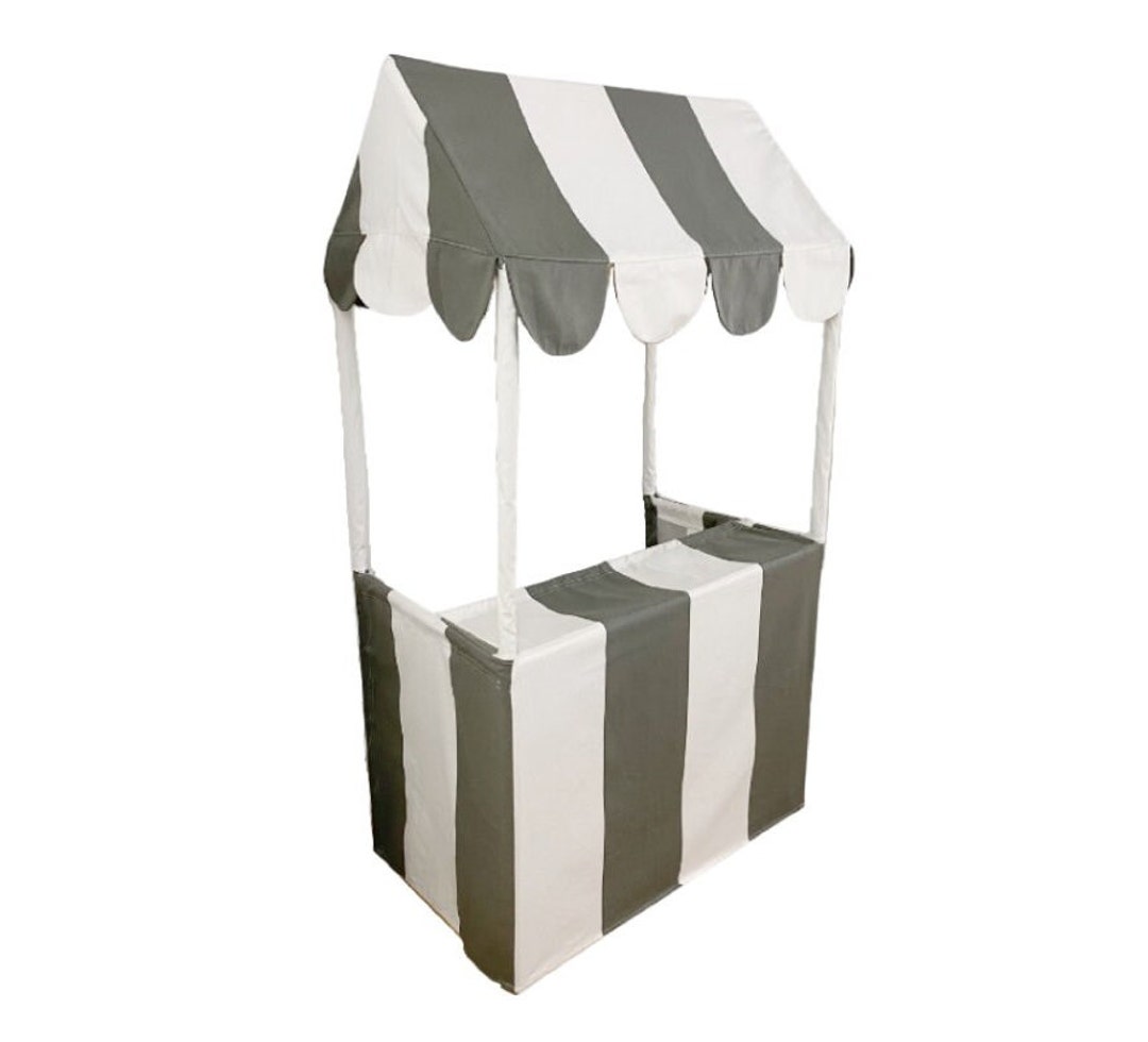 The Lemonade Stand Play Tent in Gray White Cotton Canvas Comes