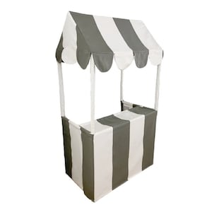 Tente de jeu sur pied The Lemonade en toile de coton grise et blanche - Livré avec un sac de transport en toile