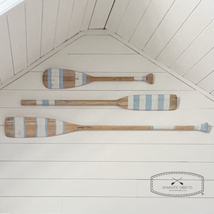 Painted Paddle Decorative Oar Coastal Beach House Wall Art Vintage Inspired Coastal Blue Lake House Decor image 1