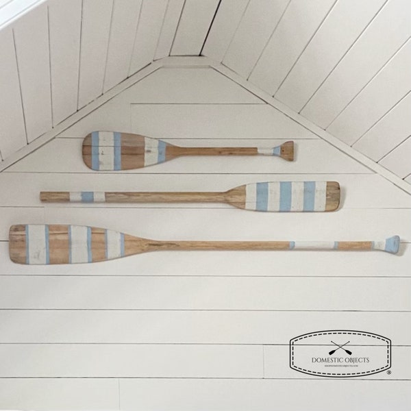 Painted Paddle | Decorative Oar | Coastal Beach House Wall Art | Vintage Inspired | Coastal Blue | Lake House Decor |