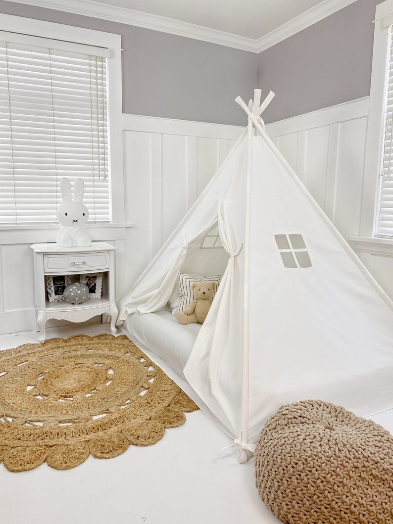 Play Tent Mattress Canopy in White Canvas WITH Doors Etsy