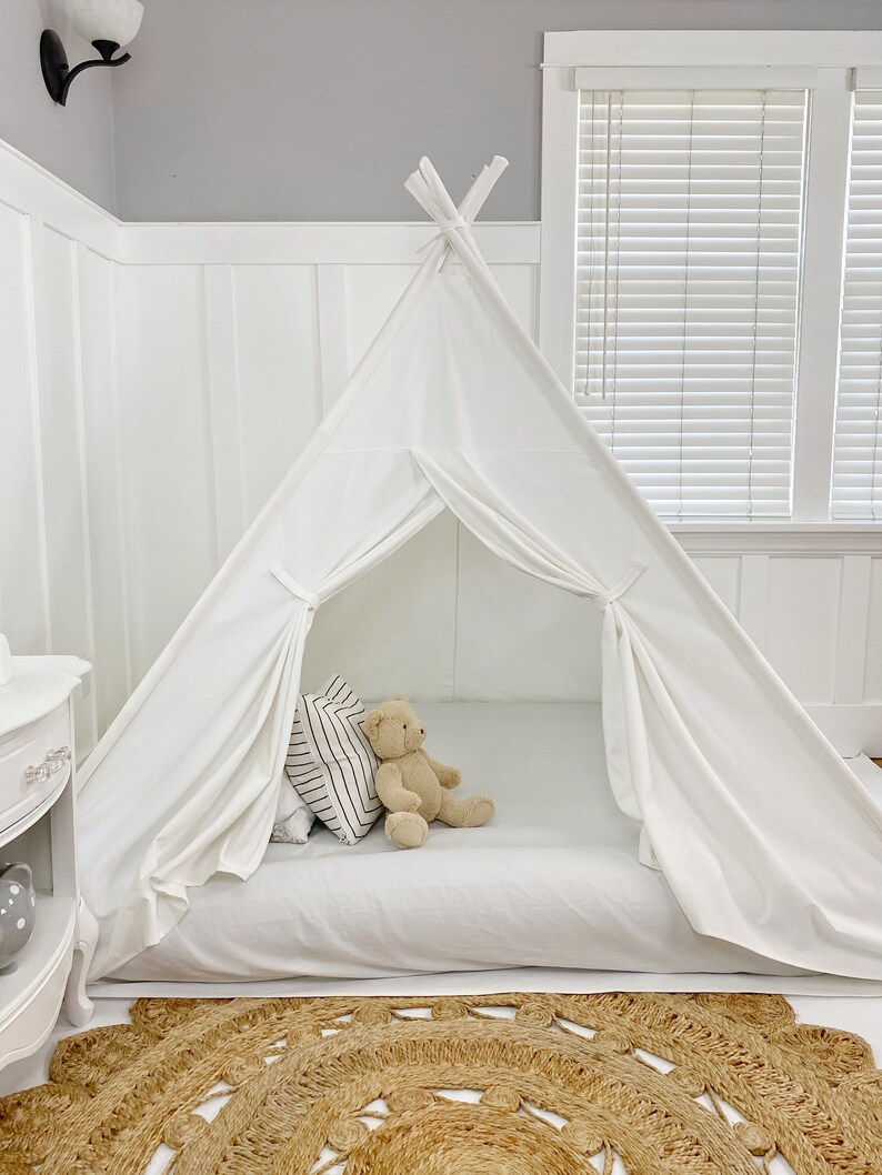 Play Tent Mattress Canopy in White Canvas WITH Doors Etsy