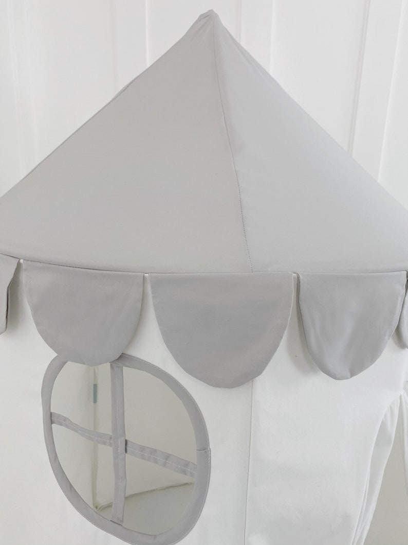 Tower Tent Gray and White Soft Cotton Canvas with Storage Bags image 8