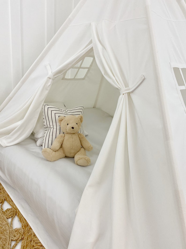 Play Tent Mattress Canopy in White Canvas WITH Doors Etsy