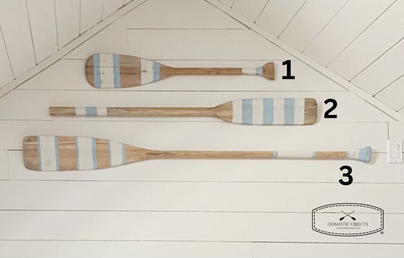 Painted Paddle Decorative Oar Coastal Beach House Wall Art Vintage Inspired Coastal Blue Lake House Decor image 3