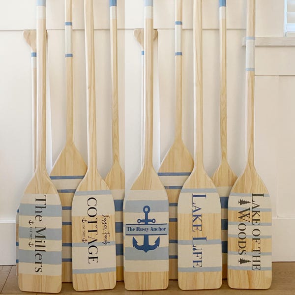 Hand Painted Custom Oar Paddle: Coastal Lake House Decor