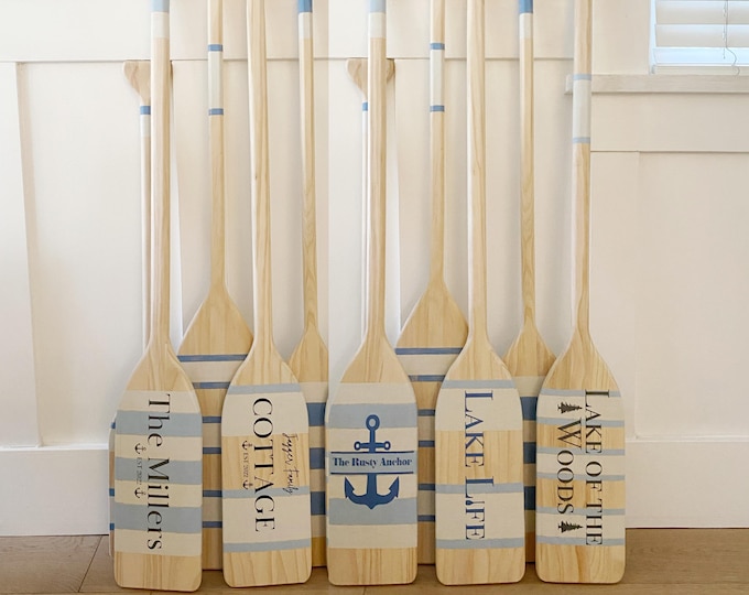 Hand Painted Custom Oar Paddle: Coastal Lake House Decor