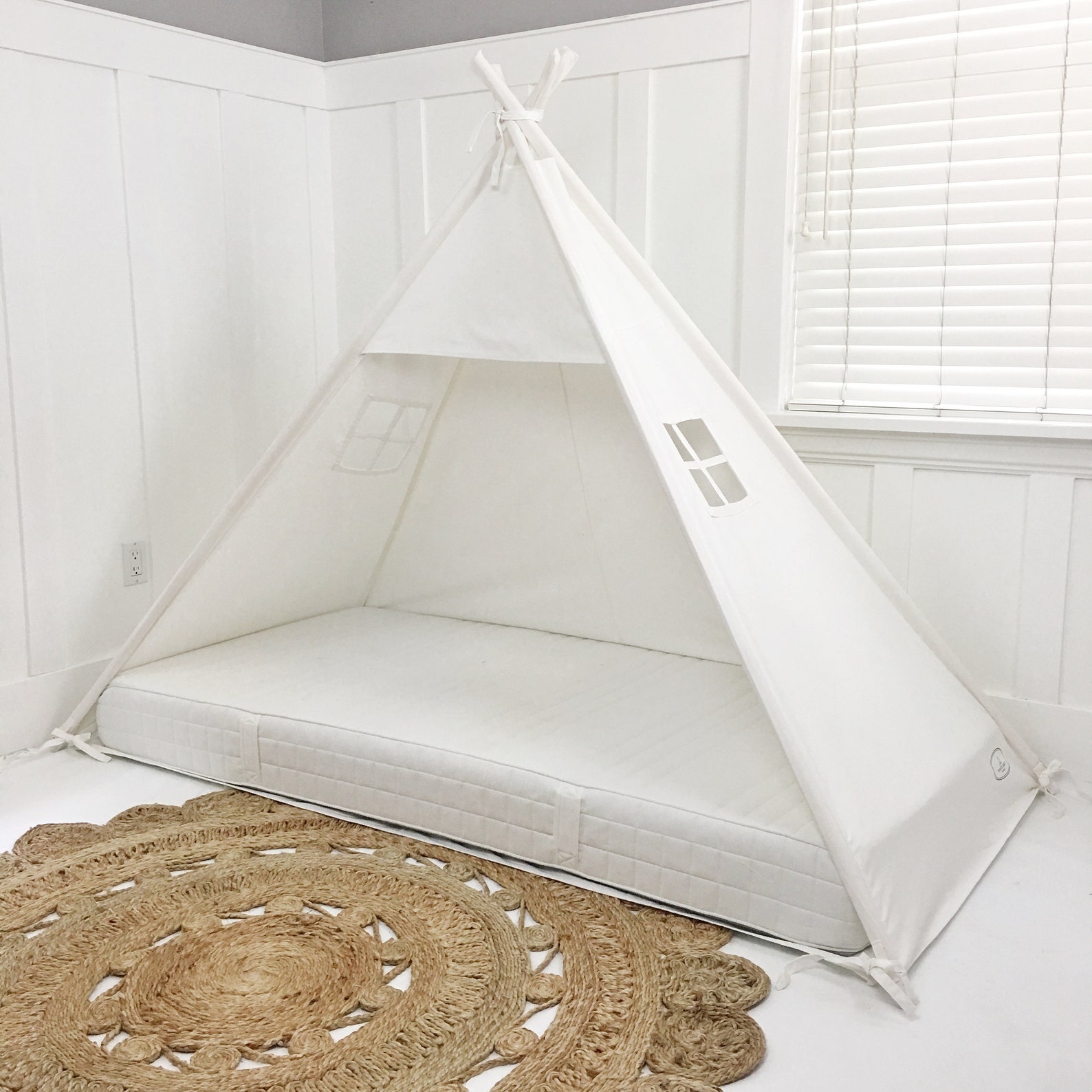 Play Tent Canopy Bed in White Canvas Fits Twin Mattress Etsy