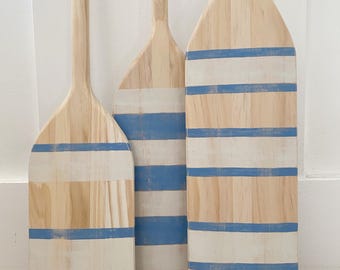 Painted Paddle | Decorative Oar | Coastal Beach House Wall Art | Vintage Inspired | Chambray Blue | Lake House Decor | Hand Painted |