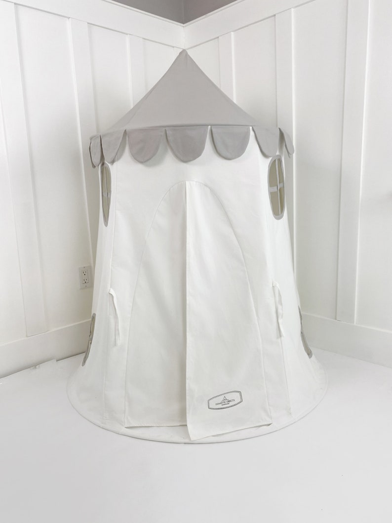 Tower Tent Gray and White Soft Cotton Canvas with Storage Bags image 9