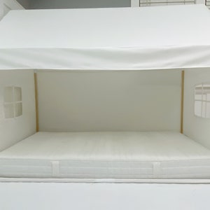 House Bed Canopy White Canvas Fits Twin Mattress Montessori Floor Bed Toddler Bed Carry Bag image 2