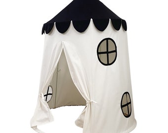 Tower Tent - Black and White Soft Cotton Canvas with Storage Bags