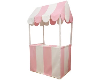 The Ice Cream Stand Play Tent | Pink & White Cotton Canvas | Comes with Canvas Carry Bag |