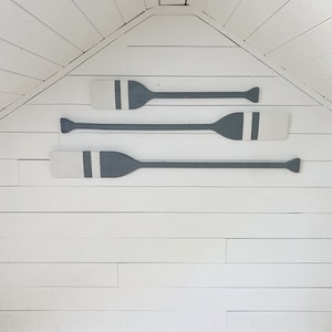 Painted Paddle | Decorative Oar | Coastal Beach House Wall Art | Vintage Inspired | Stormy Gray | Lake House Decor | New Style