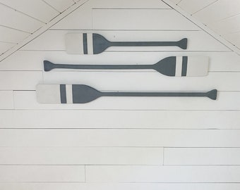 Handmade Painted Paddle Wall Art: Stormy Gray Coastal Decor